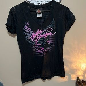 Ladies black & hot pink Harley Davidson T shirt